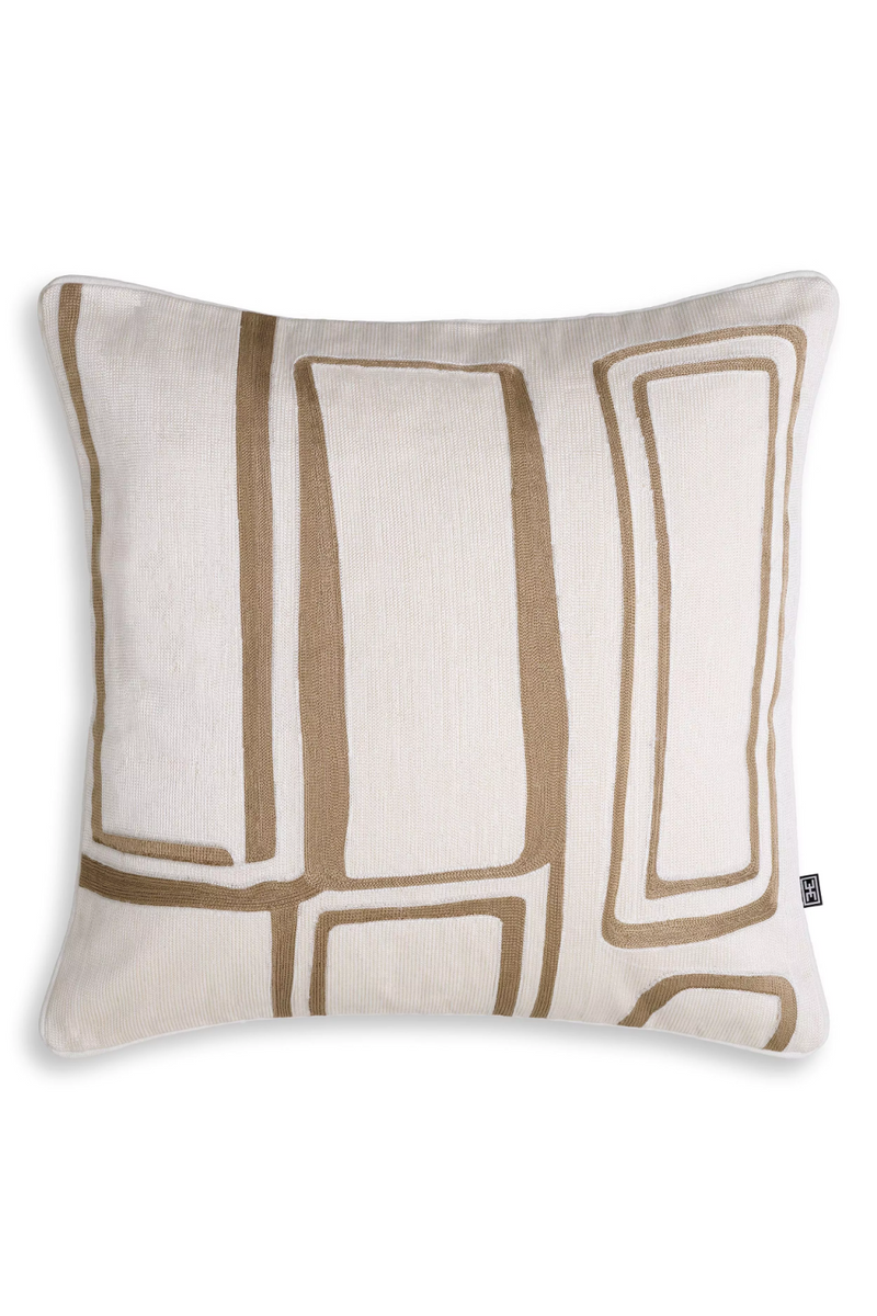 Coussin carré blanc et beige 100% coton | Eichholtz Ribeira | Meubleluxe.fr