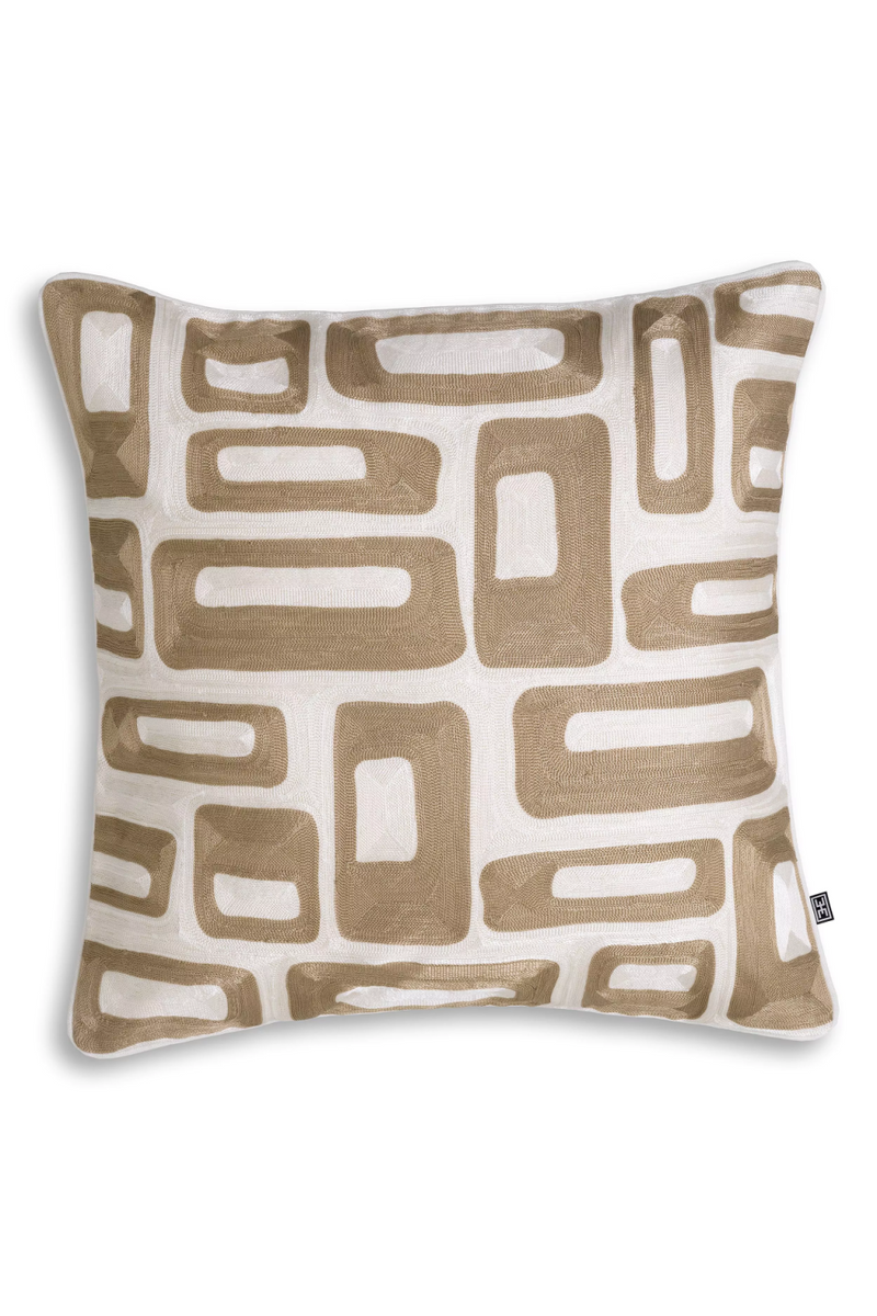 Coussin carré beige et blanc 100% coton | Eichholtz Cerva | Meubleluxe.fr