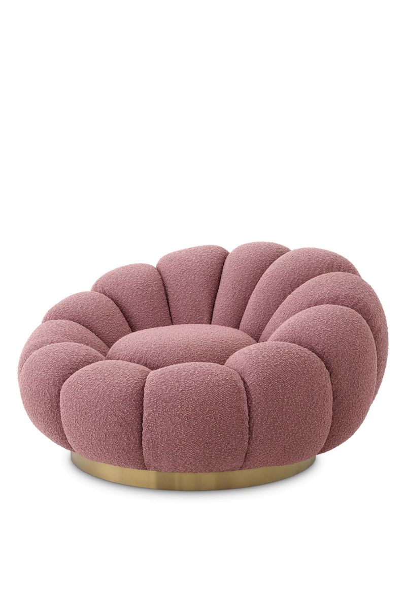 Fauteuil pivotant bouclé rose | Eichholtz Mello | Meubleluxe.fr