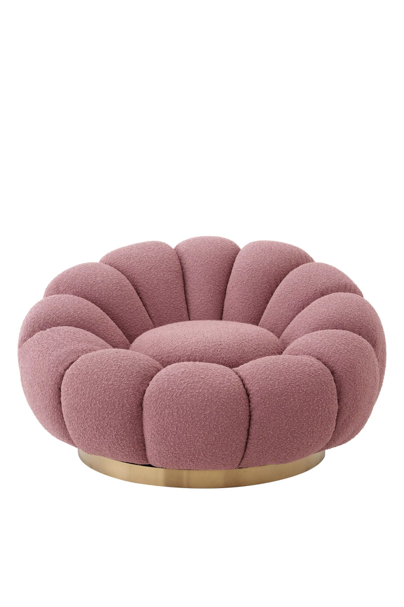 Fauteuil pivotant bouclé rose | Eichholtz Mello | Meubleluxe.fr