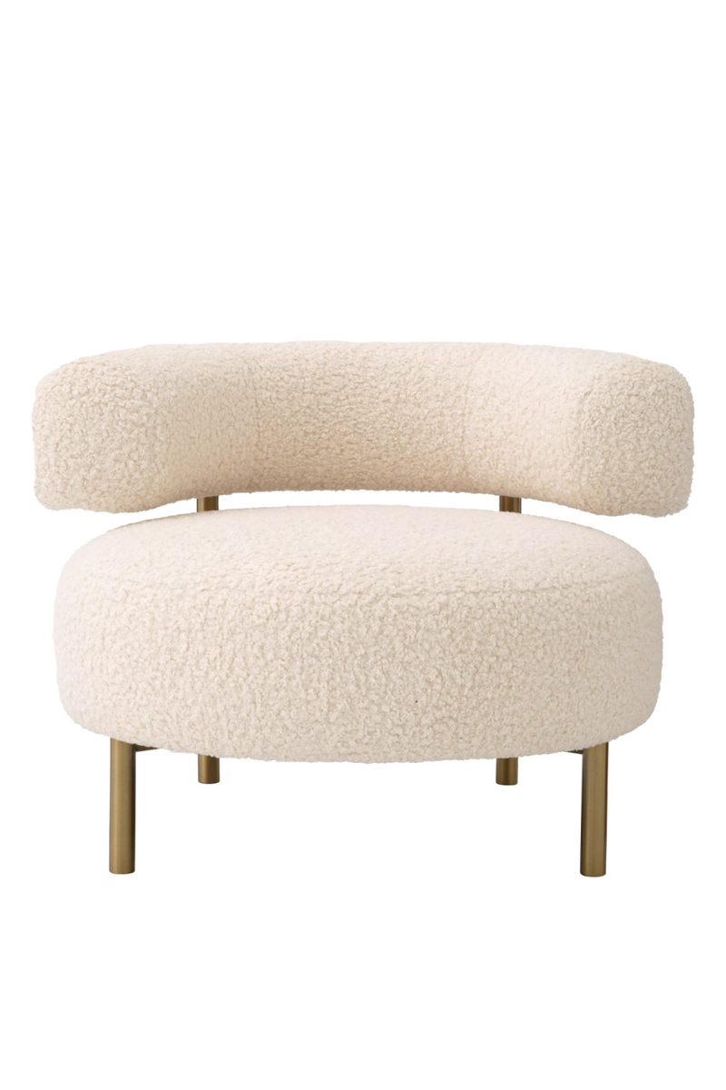 Fauteuil molletonnée blanc et laiton brossé | Eichholtz Thompson | Meubleluxe.fr