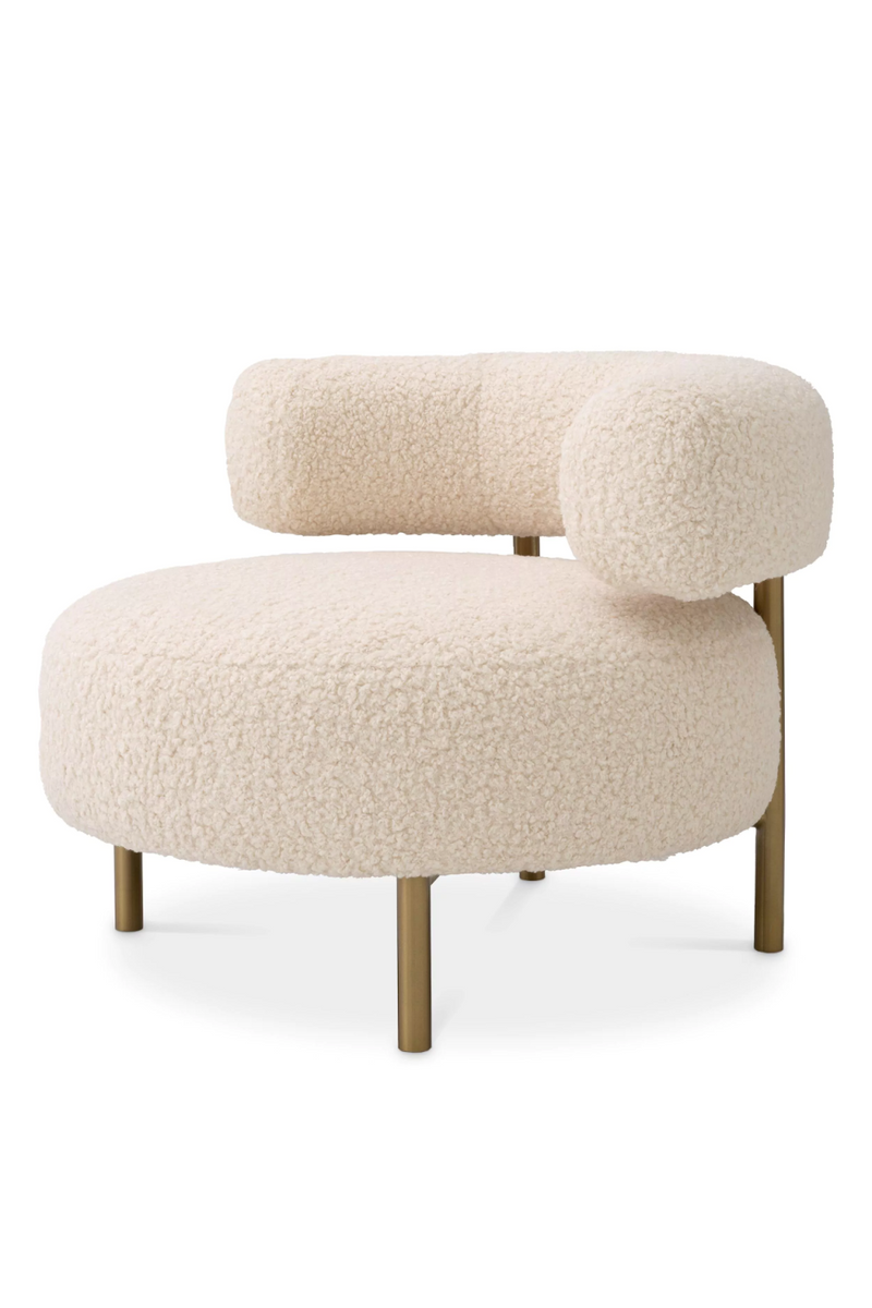 Fauteuil molletonnée blanc et laiton brossé | Eichholtz Thompson | Meubleluxe.fr