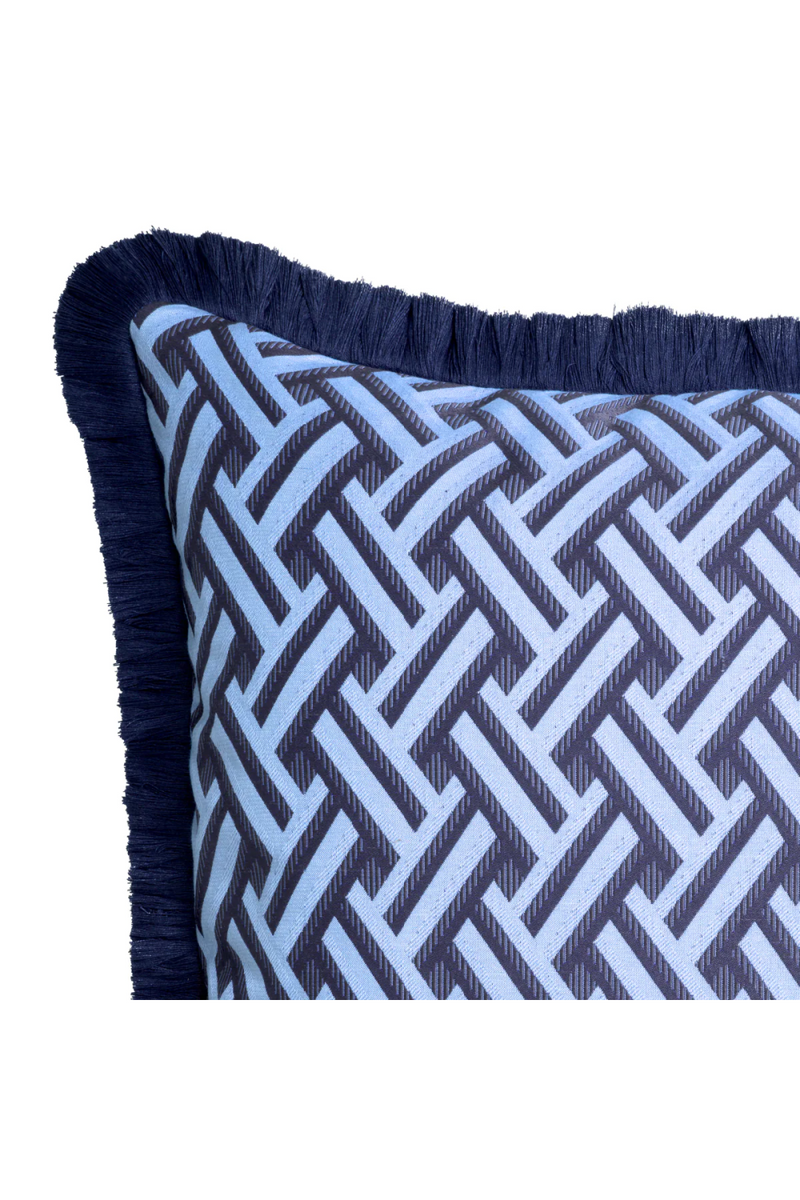 Coussin décoratif bleu à franges | Eichholtz Doris L | Meubleluxe.fr