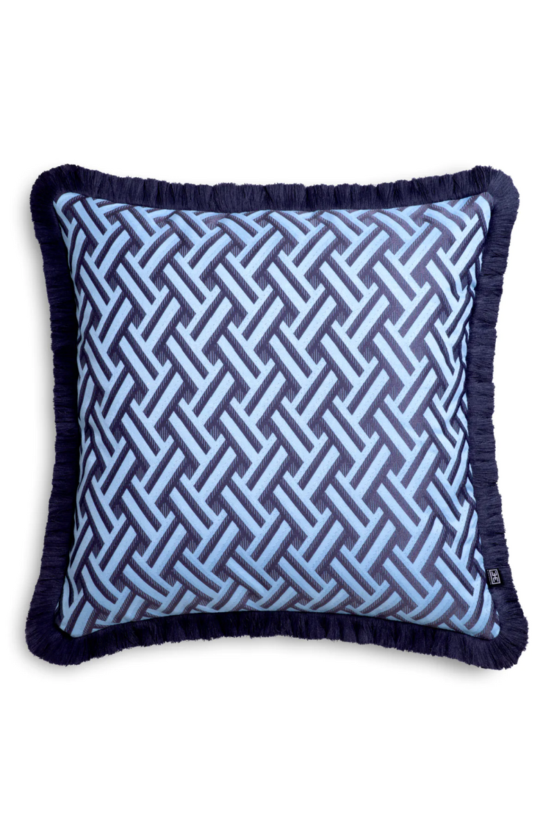 Coussin décoratif bleu à franges | Eichholtz Doris L | Meubleluxe.fr