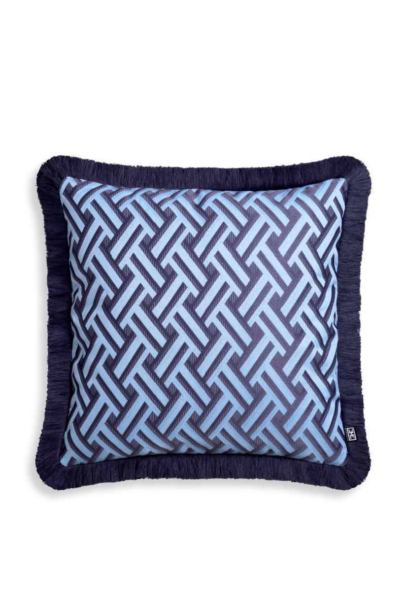 Coussin décoratif bleu à franges | Eichholtz Doris S | Meubleluxe.fr