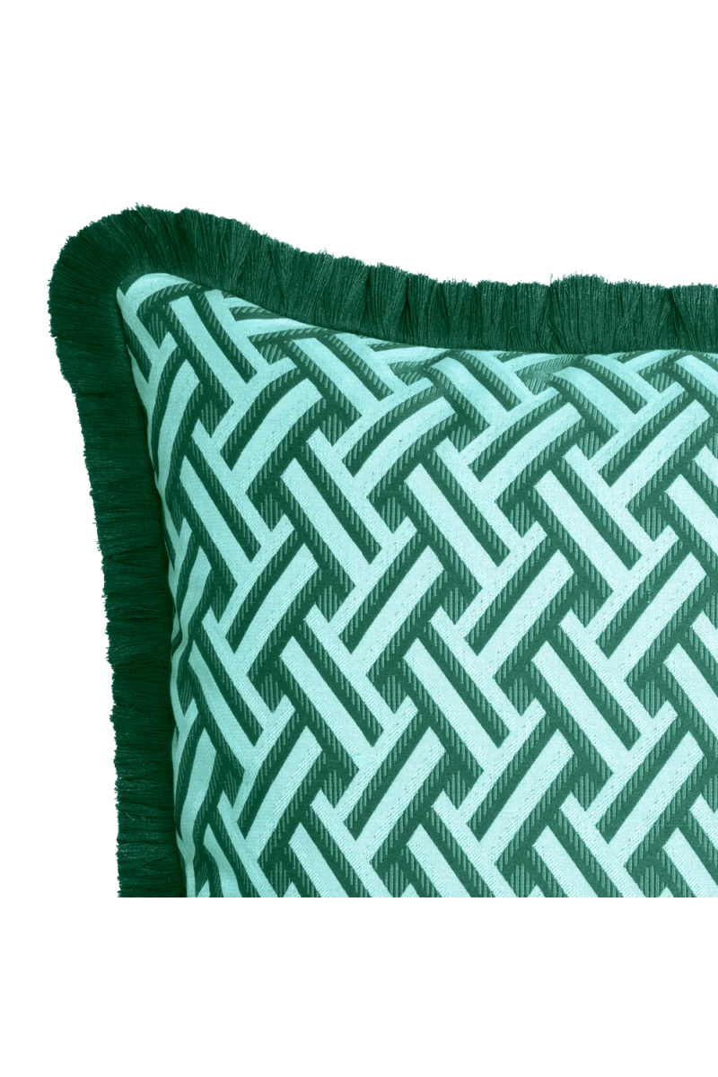 Coussin décoratif vert à franges | Eichholtz Doris L | Meubleluxe.fr