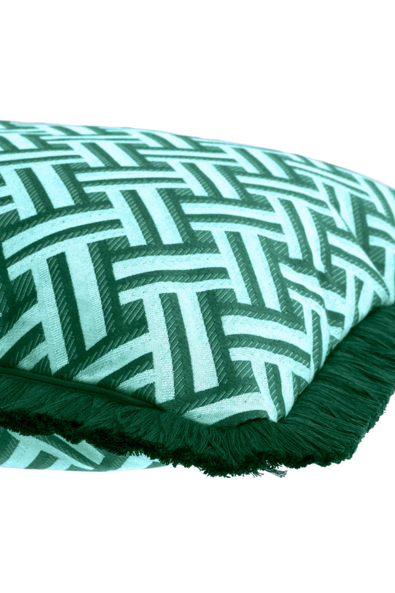 Coussin décoratif vert à franges | Eichholtz Doris L | Meubleluxe.fr