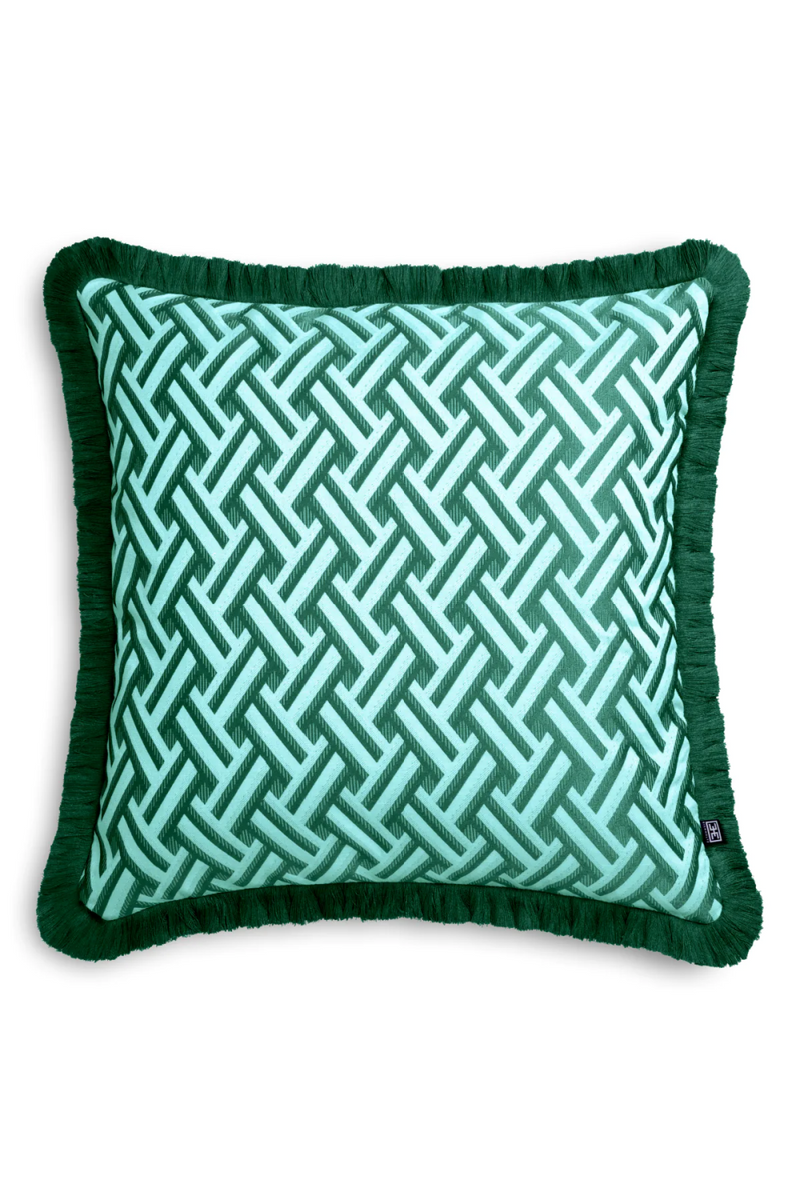 Coussin décoratif vert à franges | Eichholtz Doris L | Meubleluxe.fr