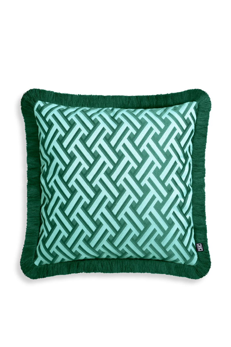 Coussin décoratif vert à franges | Eichholtz Doris S | Meubleluxe.fr