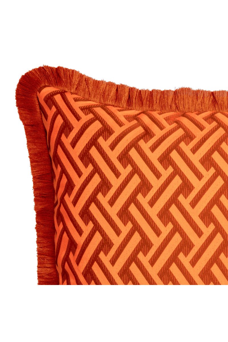 Coussin décoratif orange à franges | Eichholtz Doris L | Meubleluxe.fr