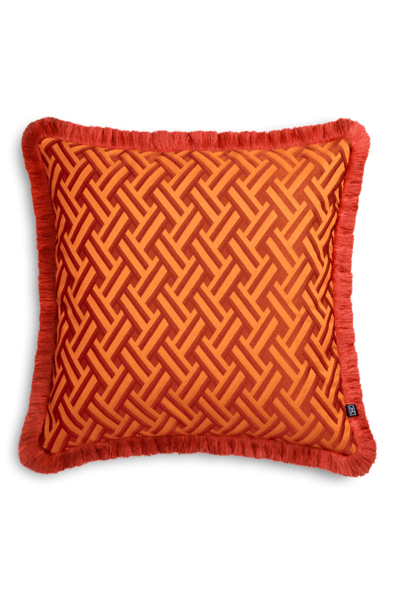 Coussin décoratif orange à franges | Eichholtz Doris L | Meubleluxe.fr