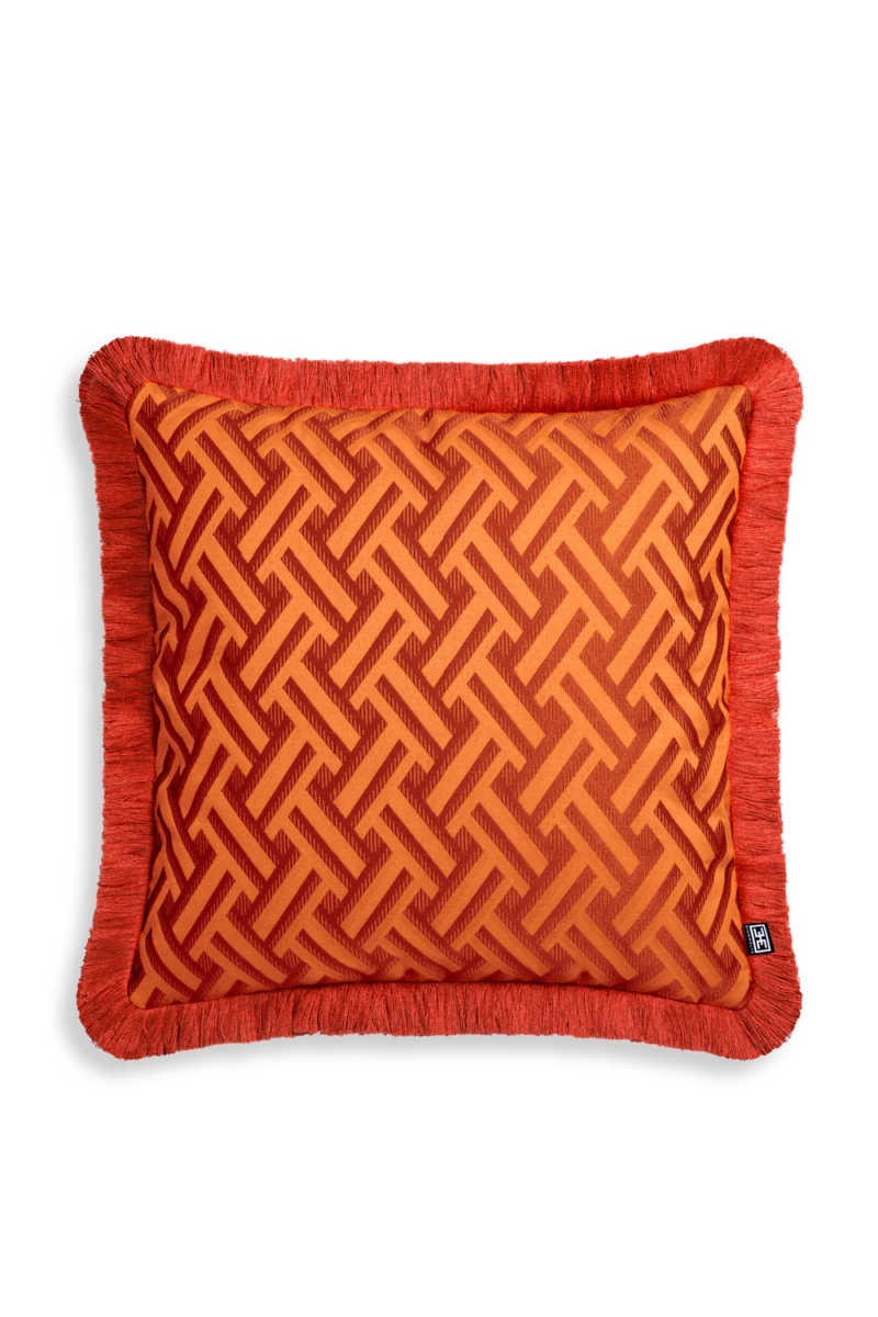 Coussin décoratif orange à franges | Eichholtz Doris S | Meubleluxe.fr