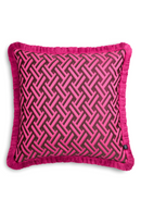 Coussin décoratif rose à franges | Eichholtz Doris L | Meubleluxe.fr