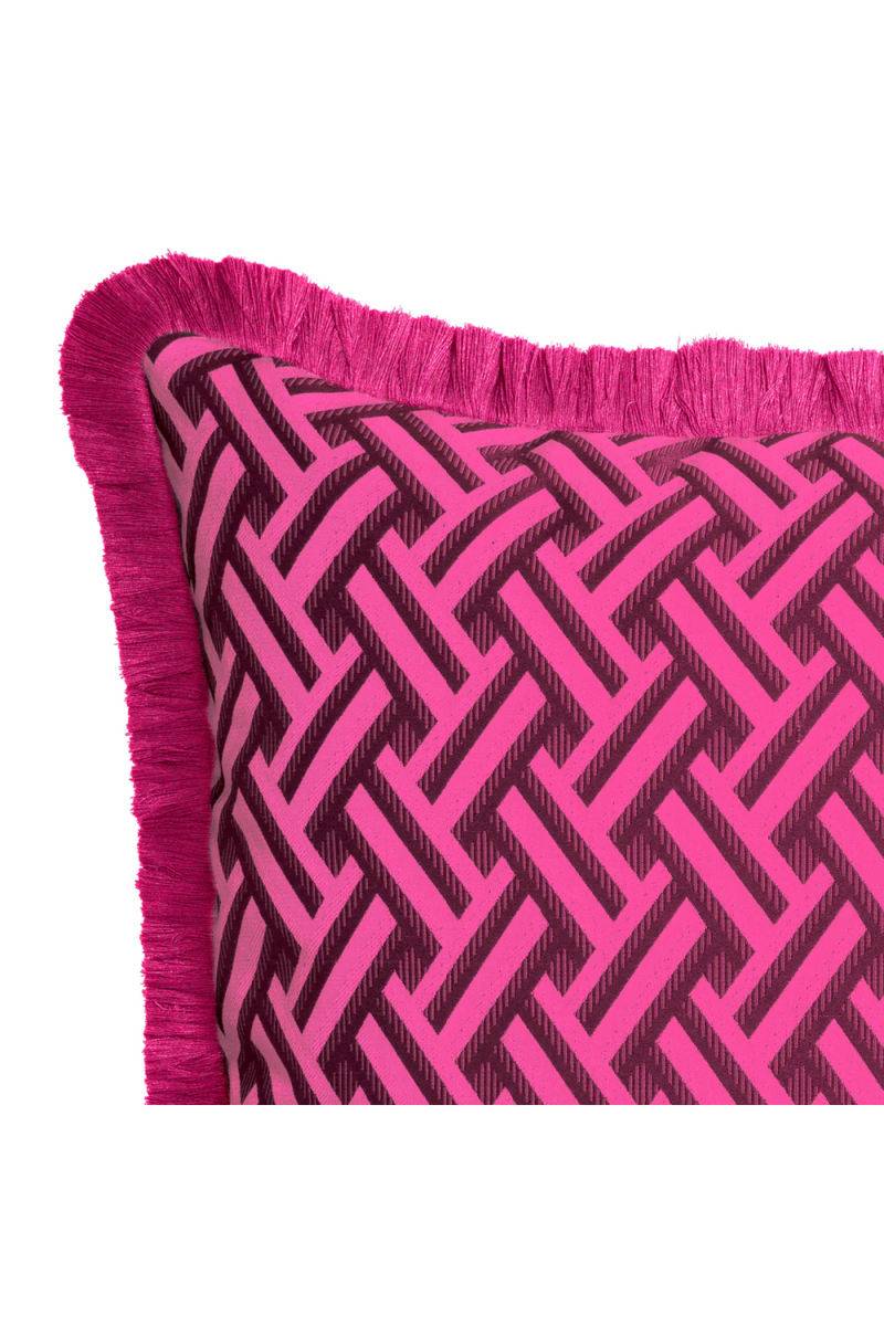 Coussin décoratif rose à franges | Eichholtz Doris L | Meubleluxe.fr