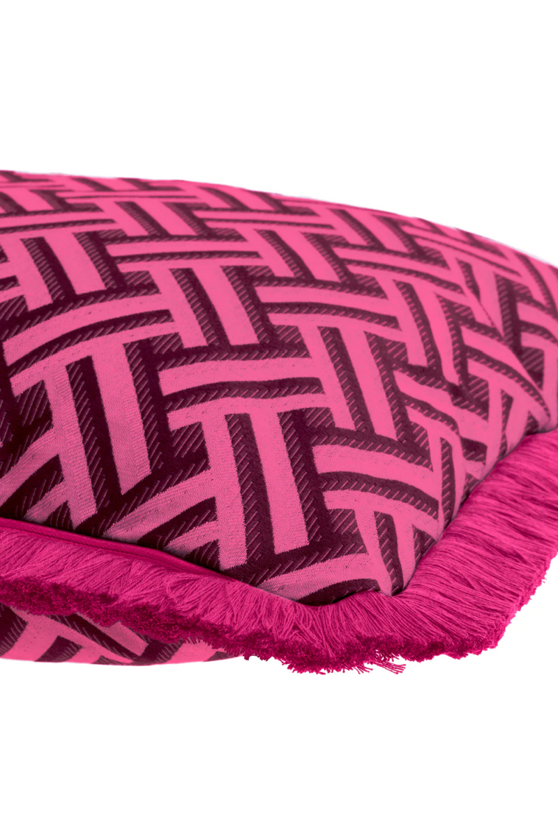 Coussin décoratif rose à franges | Eichholtz Doris L | Meubleluxe.fr