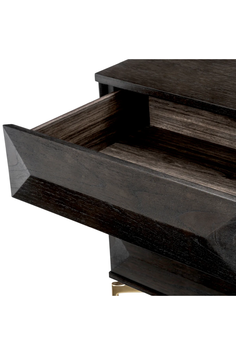 Table de chevet en chêne moka et laiton brossé | Eichholtz Denver | Meubleluxe.fr