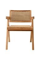 Chaise de salle à manger en teck et tissage marron | Eichholtz Kristo | Meubleluxe.fr