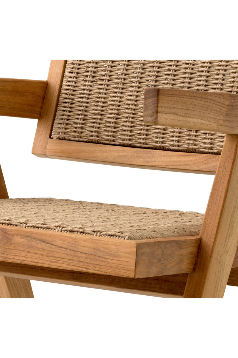 Chaise de salle à manger en teck et tissage marron | Eichholtz Kristo | Meubleluxe.fr