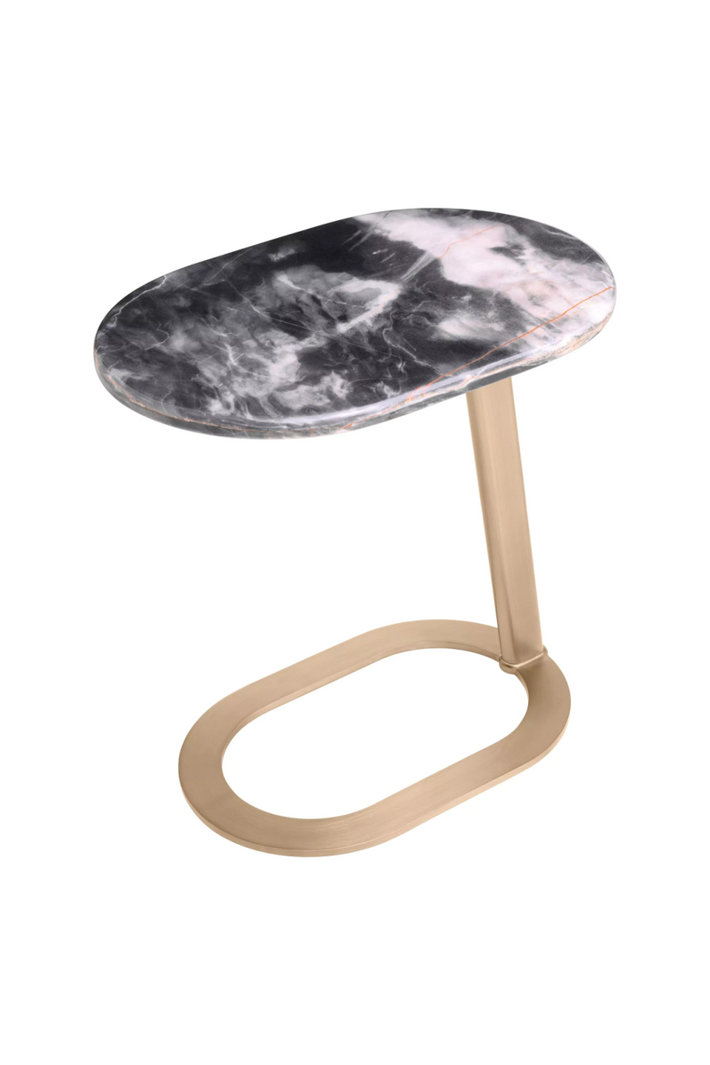 Table d'appoint en laiton brossé et marbre blanc | Eichholtz Oyo | Meubleluxe.fr