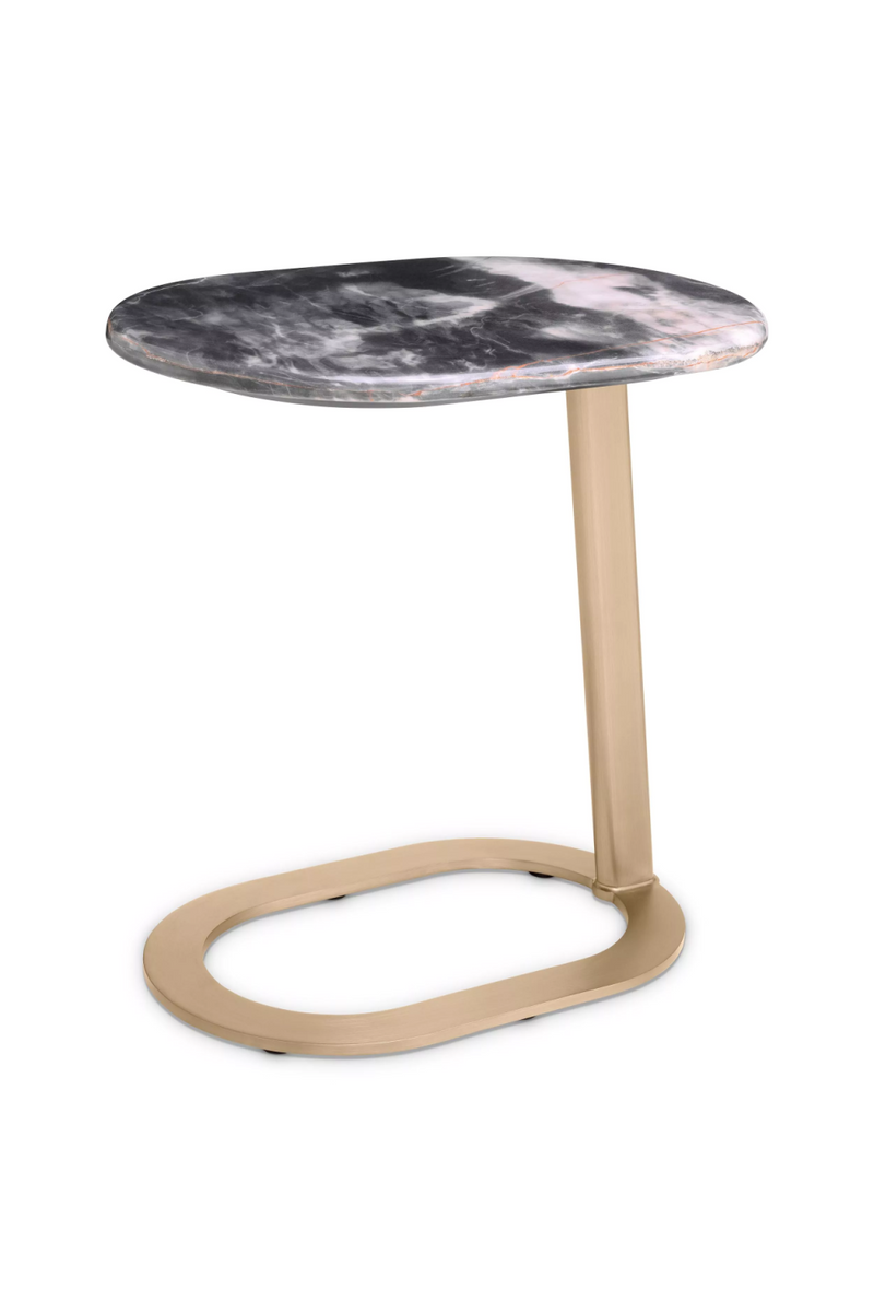 Table d'appoint en laiton brossé et marbre blanc | Eichholtz Oyo | Meubleluxe.fr