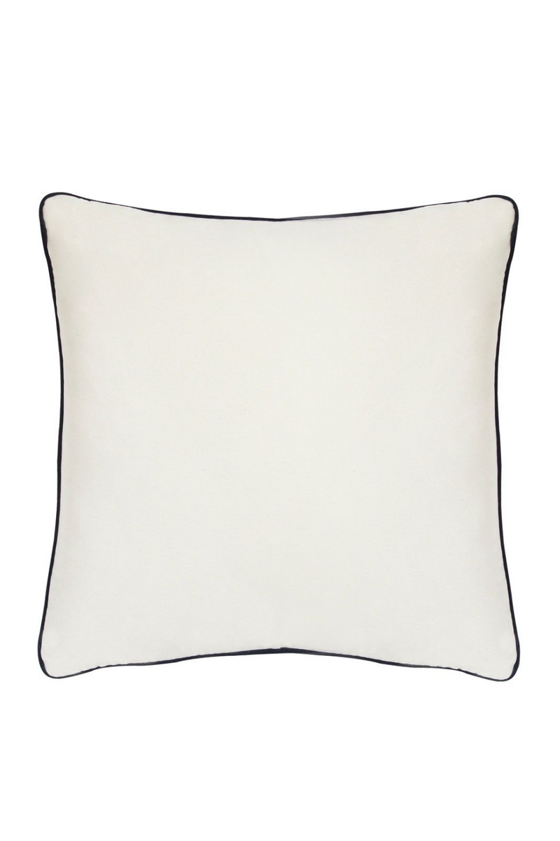 Coussin en velours blanc à passepoil bleu | Andrew Martin Pelham | Meubleluxe.fr