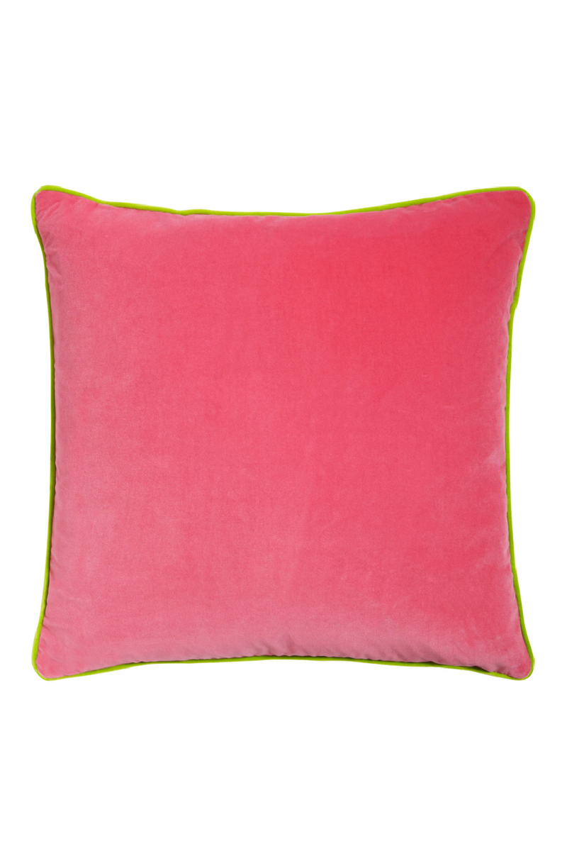 Coussin carré en velours rose/pistache | Andrew Martin Pelham | Meubleluxe.fr