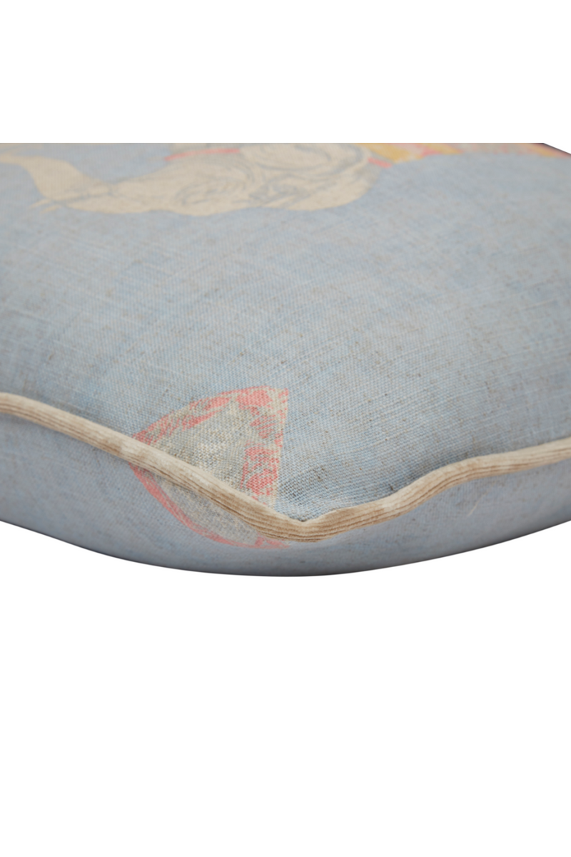 Coussin passepoilé imprimé éléphant bleu ciel | Andrew Martin Jumbo | Meubleluxe.fr