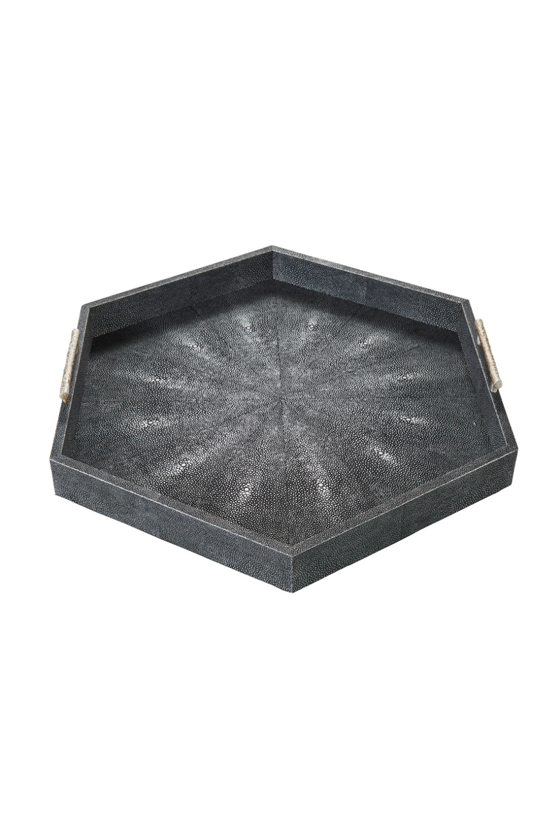 Plateau hexagonal en galuchat gris | Andrew Martin Cosima | Meubleluxe.fr