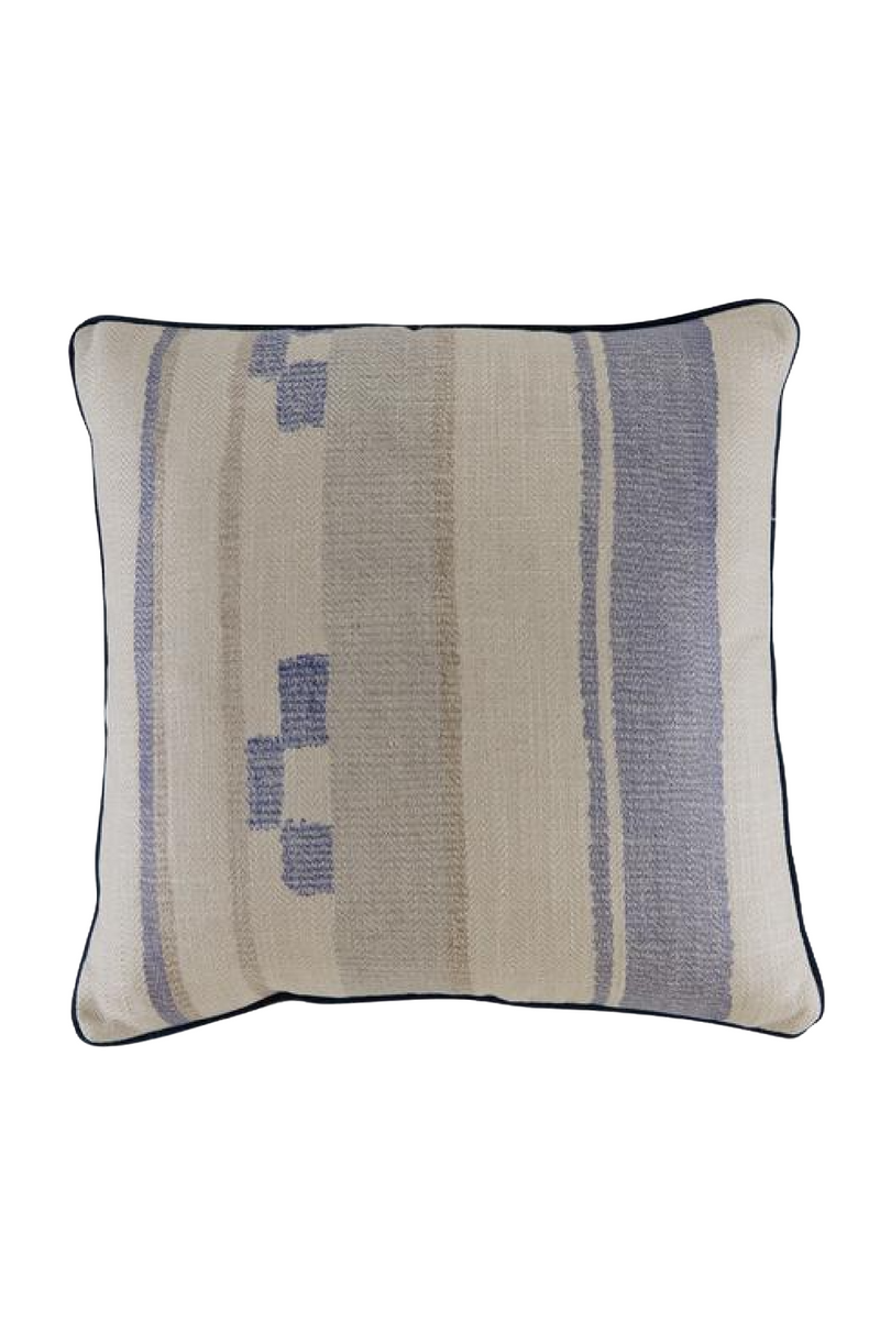 Coussin en lin mélangé bleu et blanc | Andrew Martin Indus | Meubleluxe.fr