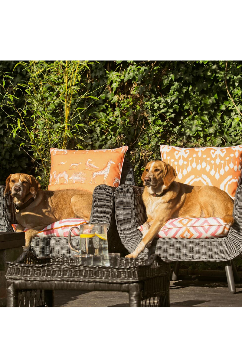 Coussin d'extérieur carré orange vif | Andrew Martin Volcano | Meubleluxe.fr