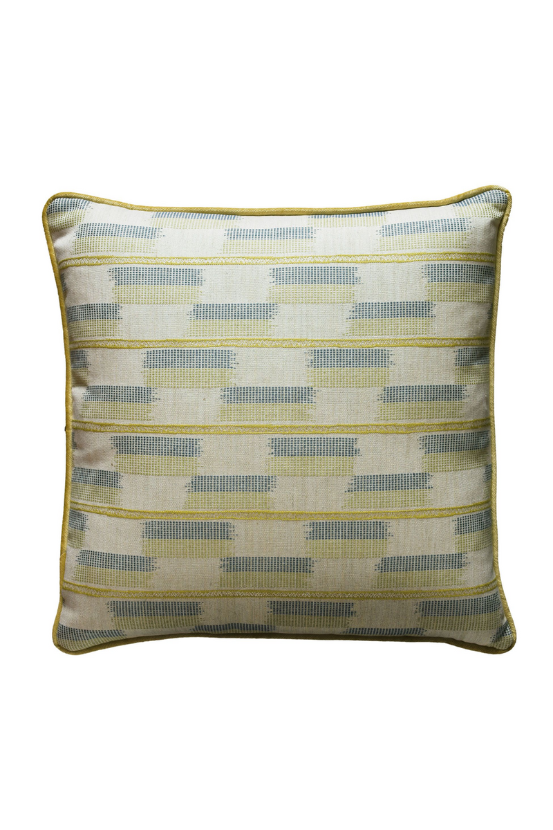 Coussin carré jaune et bleu | Andrew Martin Positano Lime | Muebleluxe.fr