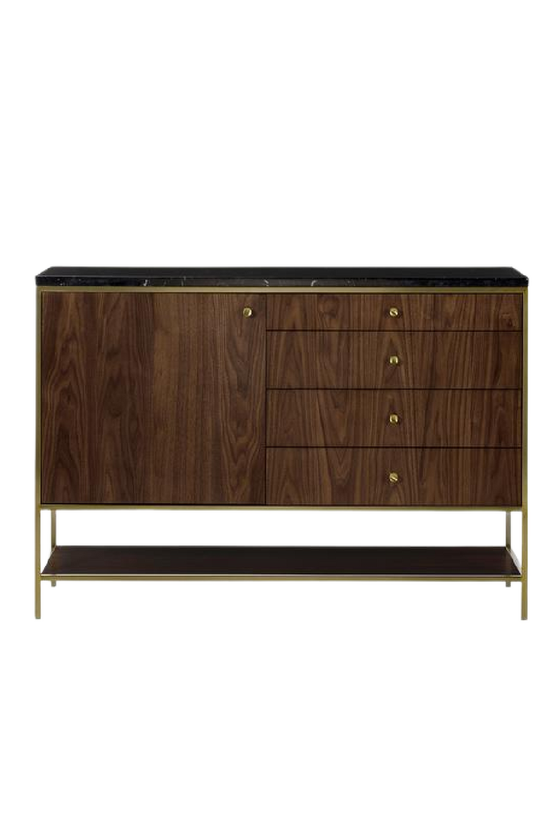 Buffet en bois avec dessus en marbre noir S | Andrew Martin Chester | Meubleluxe.fr