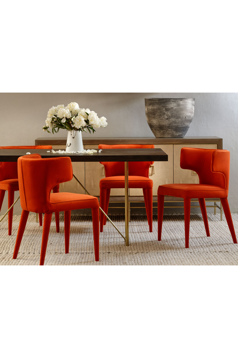 Chaise de salle à manger en velours orange | Andrew Martin Juno | Meubleluxe.fr