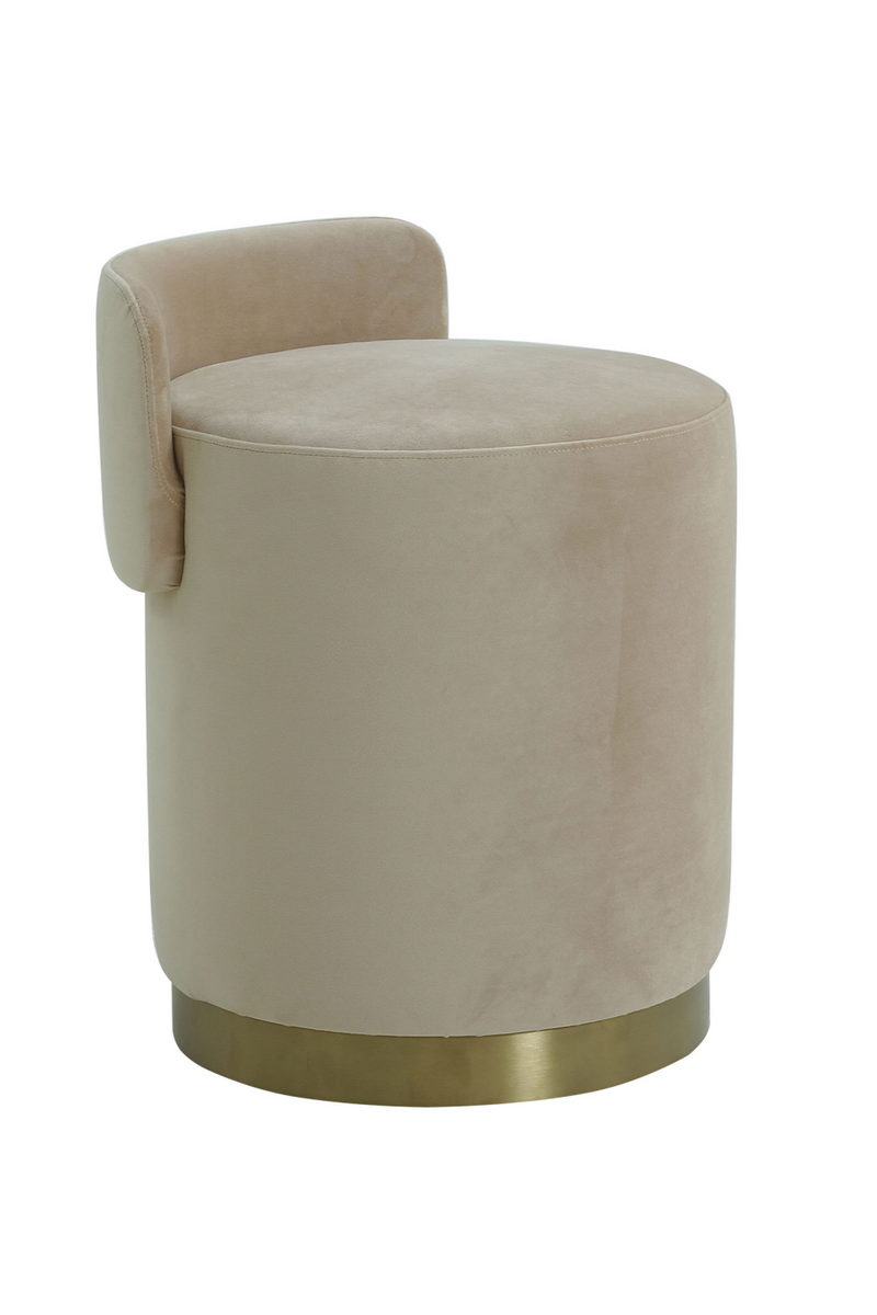 Pouf mi-haut arrondi en velours taupe | Andrew Martin Otis | Meubleluxe.fr