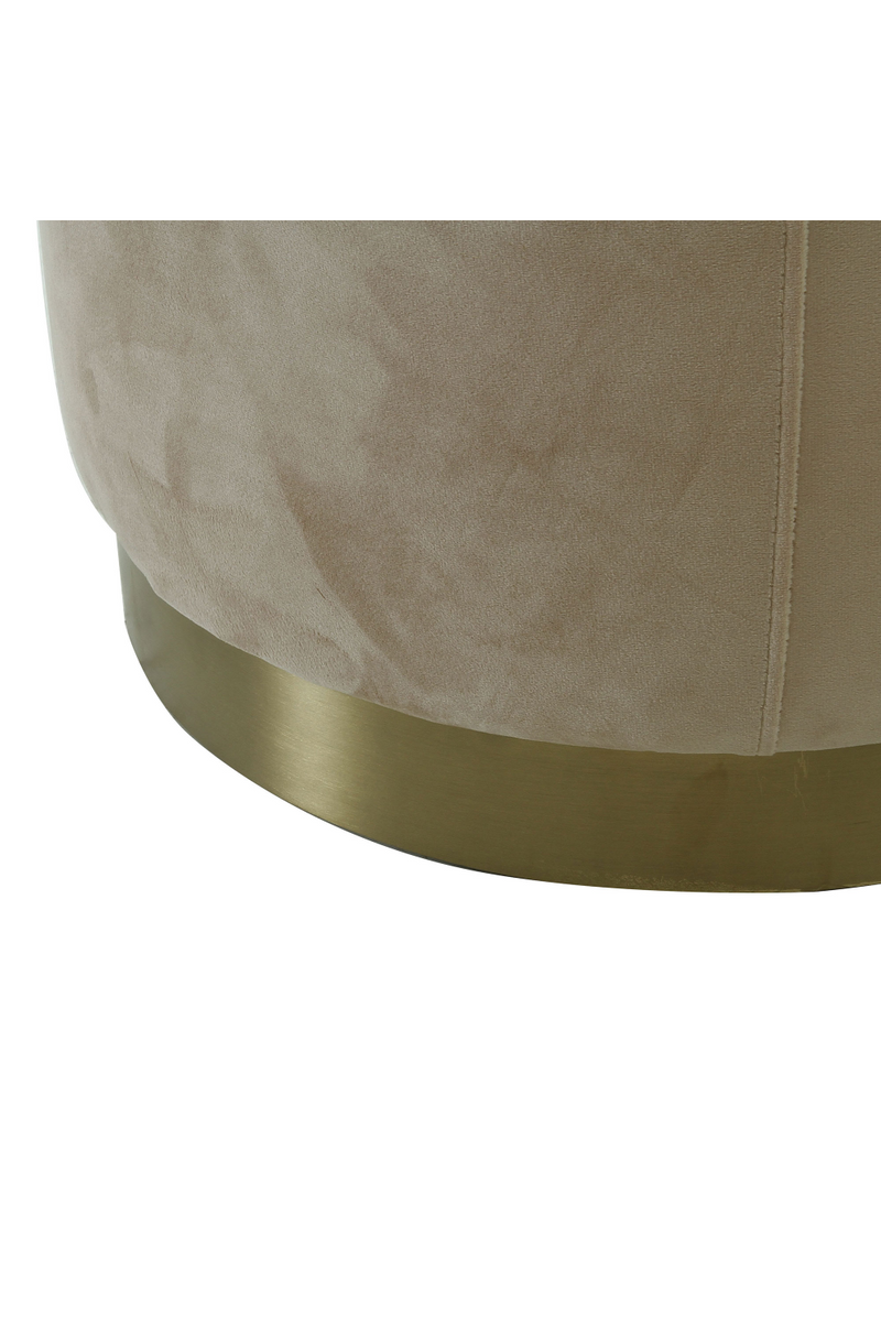 Pouf mi-haut arrondi en velours taupe | Andrew Martin Otis | Meubleluxe.fr