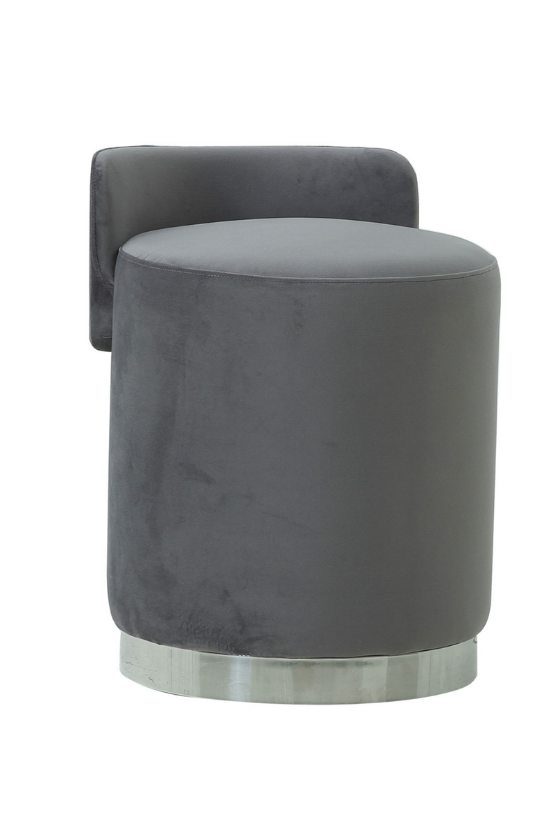 Pouf mi-haut arrondi en velours gris | Andrew Martin Otis | Meubleluxe.fr