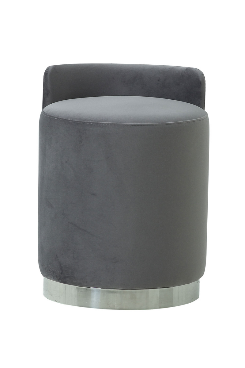 Pouf mi-haut arrondi en velours gris | Andrew Martin Otis | Meubleluxe.fr