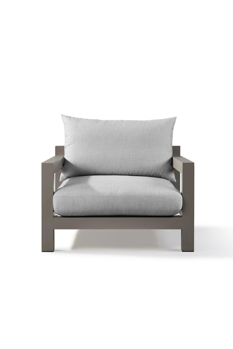 Fauteuil d'extérieur en aluminium taupe | Andrew Martin Harlyn | Meubleluxe.fr