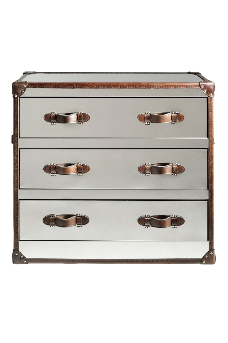 Commode vintage en cuir et en acier | Andrew Martin Howard | Meubleluxe.fr