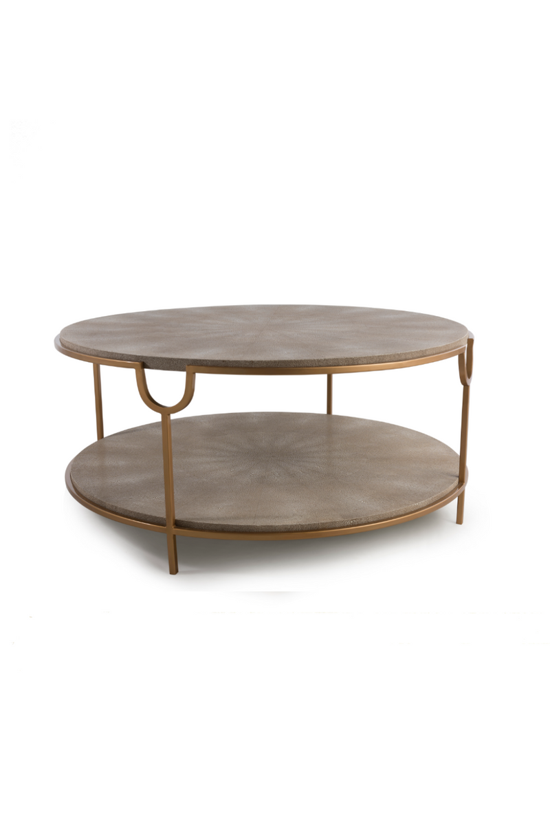 Table basse dorée en galuchat crème | Andrew Martin Katia | Meubleluxe.fr