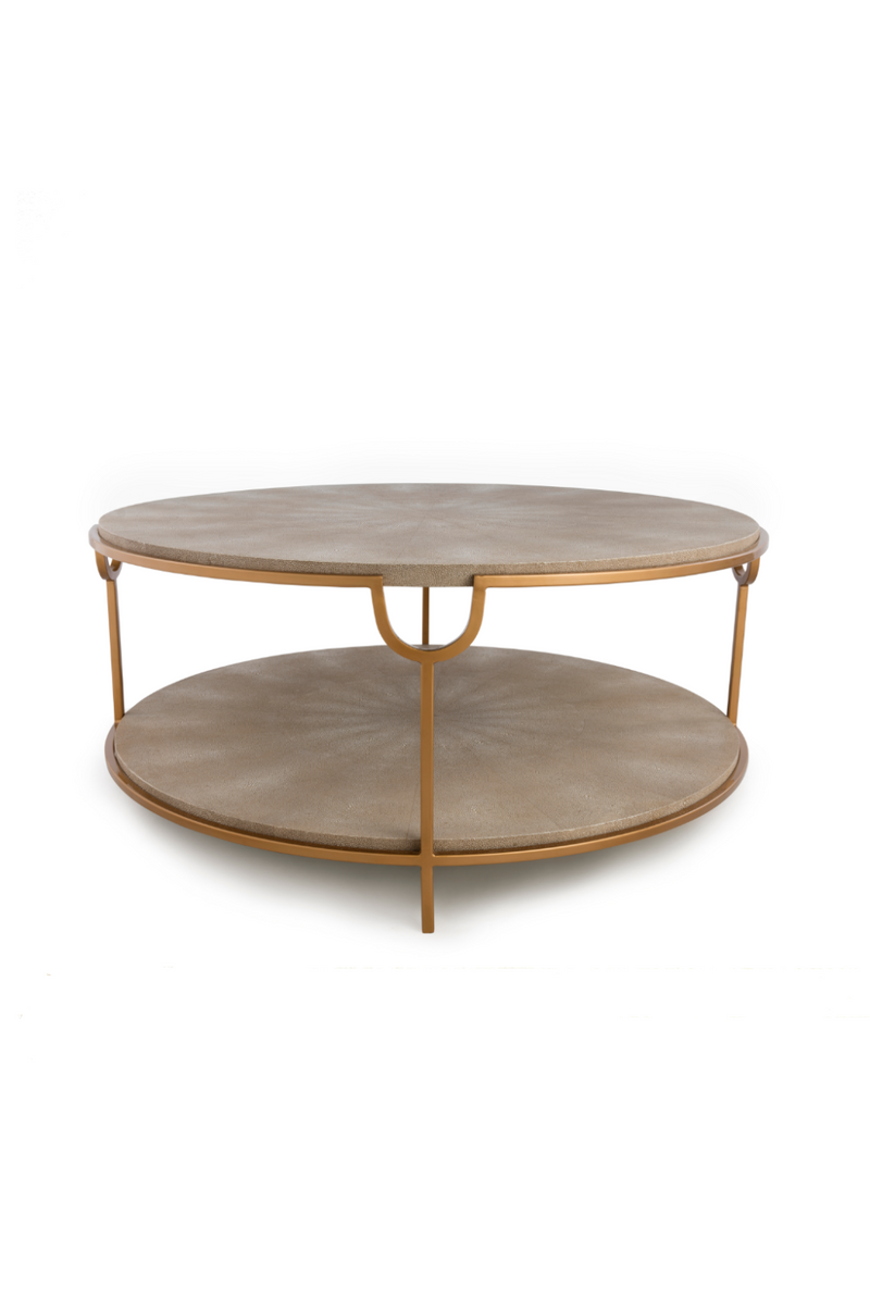 Table basse dorée en galuchat crème | Andrew Martin Katia | Meubleluxe.fr