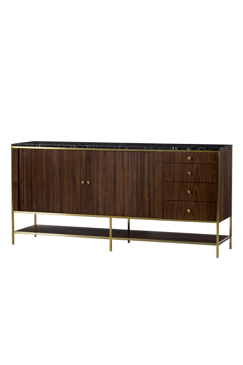 Buffet en bois avec dessus en marbre noir L | Andrew Martin Chester | Meubleluxe.fr