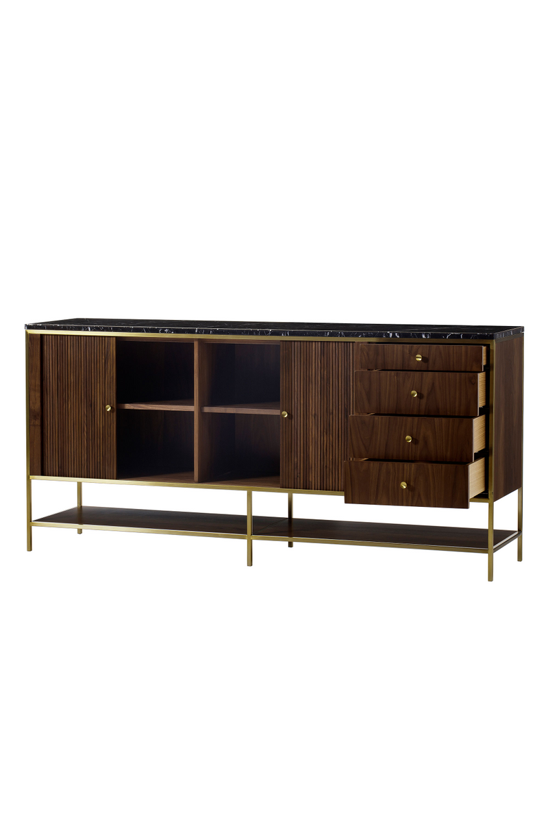 Buffet en bois avec dessus en marbre noir L | Andrew Martin Chester | Meubleluxe.fr