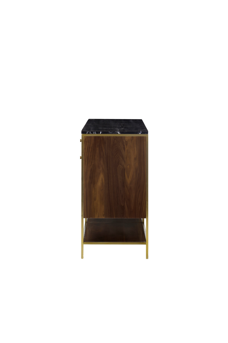 Buffet en bois avec dessus en marbre noir L | Andrew Martin Chester | Meubleluxe.fr