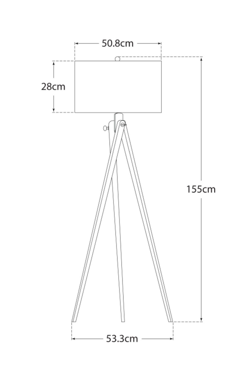 Lampadaire trépied en bois ciré clair | Andrew Martin Tripod | Muebleluxe.fr