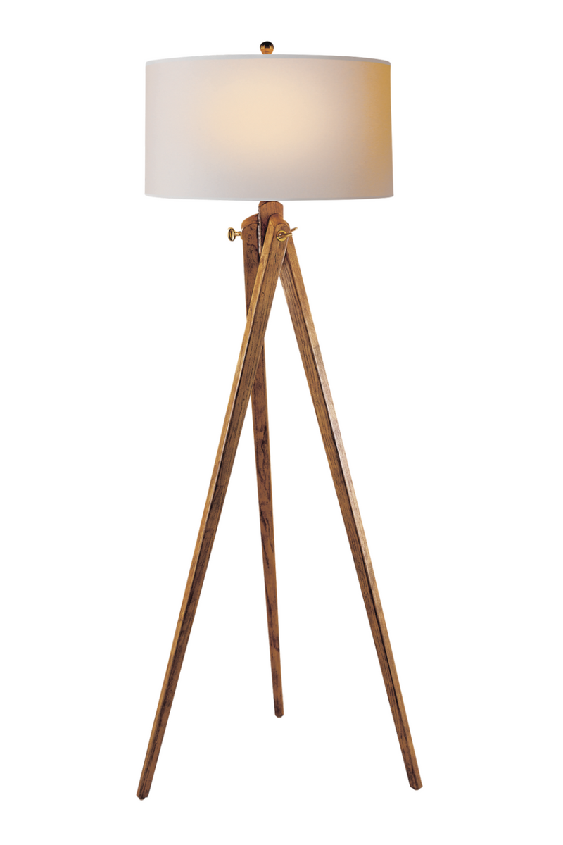 Lampadaire trépied en bois ciré clair | Andrew Martin Tripod | Muebleluxe.fr