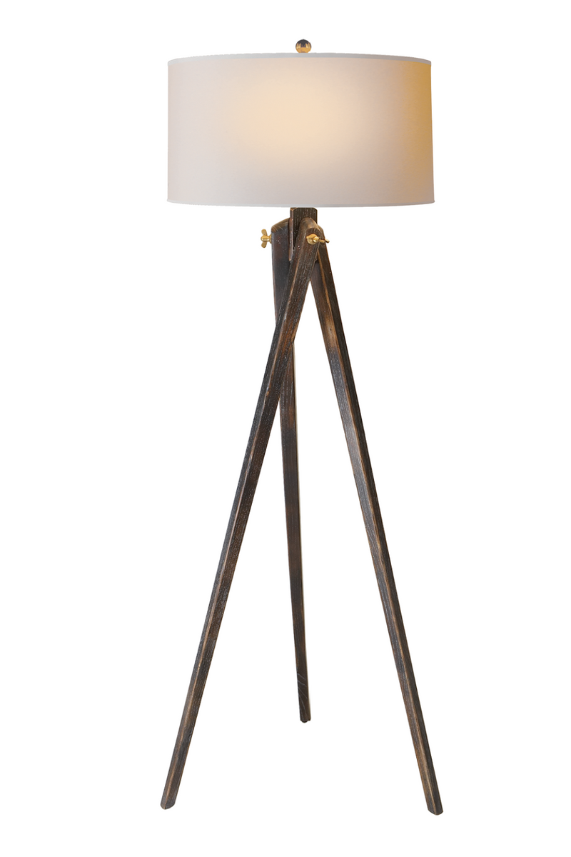 Lampadaire trépied en bois foncé | Andrew Martin Tripod | Muebleluxe.fr