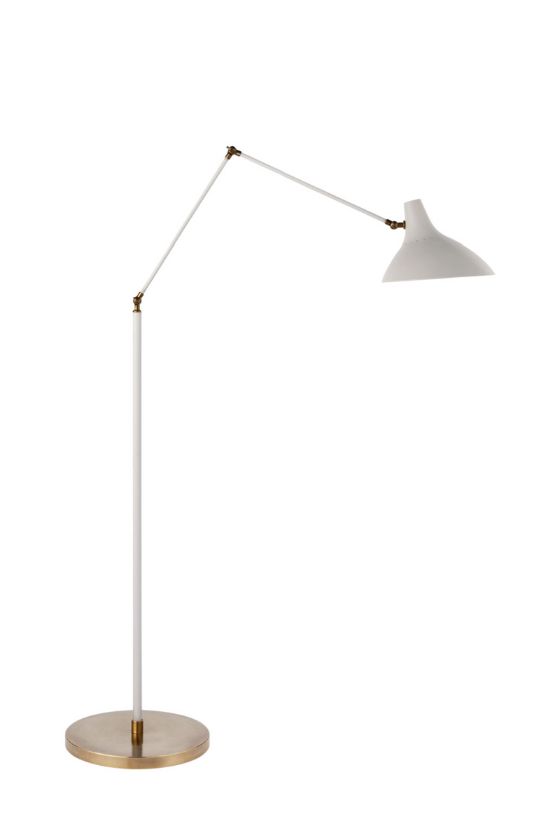 Lampadaire blanc en laiton vieilli | Andrew Martin Charlton | Meubleluxe.fr