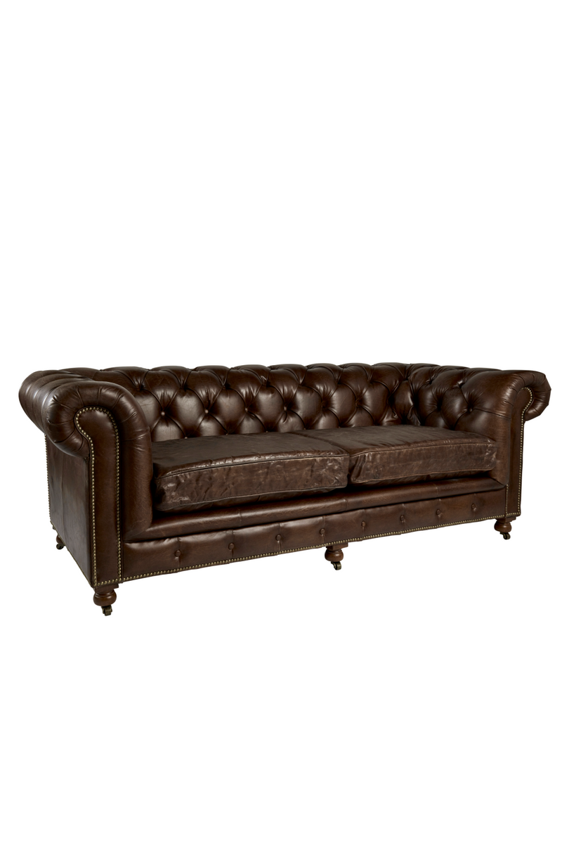 Canapé Chesterfield en cuir brun foncé | Andrew Martin Rebel | Meubleluxe.fr