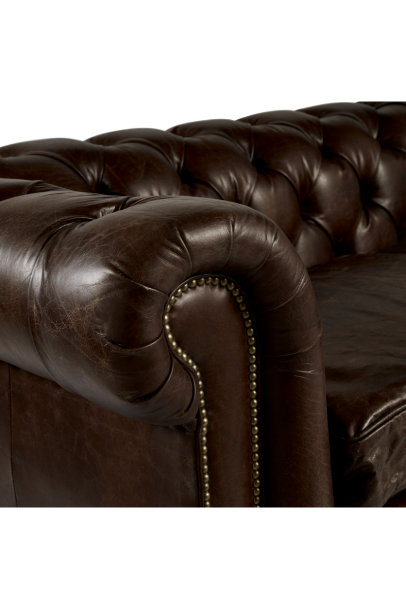 Canapé Chesterfield en cuir brun foncé | Andrew Martin Rebel | Meubleluxe.fr